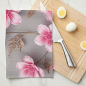 Grey and Pink Floral  Theedoek (Quarter Fold)