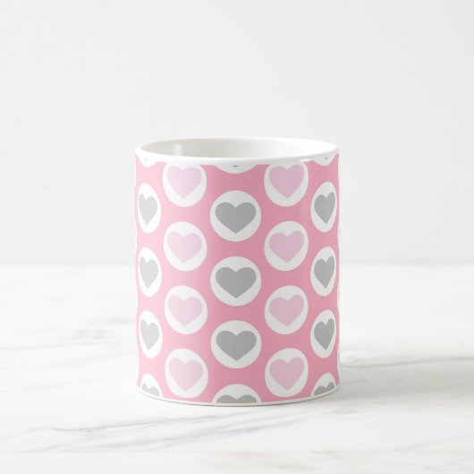 Grey and Pink Hearts Coffee Cup Valentine's Mug Koffiemok (Center)
