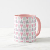 Grey and Pink Hearts Coffee Cup Valentine's Mug Mok (Voorkant rechts)