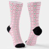 Grey and Pink Hearts Socks Valentine's Present Sokken (Gebogen)