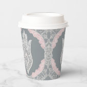 Grey and pink patterns AI art  Papieren Bekers (Voorkant)