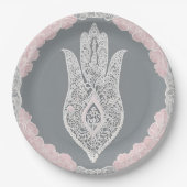 Grey and pink patterns AI art  Papieren Bordje (Voorkant)