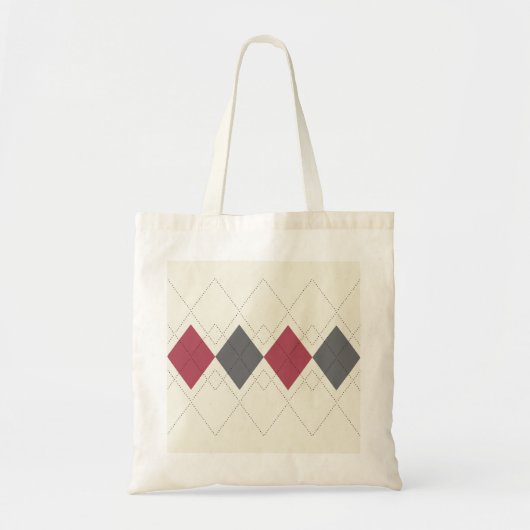 Grey and Red Argyle Pattern Canvas tas (Voorkant)