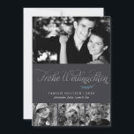 Grey and Silver Frohe Weihnachten Foto Feestdagenkaart<br><div class="desc">Pas deze prachtige en moderne kerstkaarten of winterfeestkaarten aan met uw familiefoto's en persoonlijke boodschap.</div>