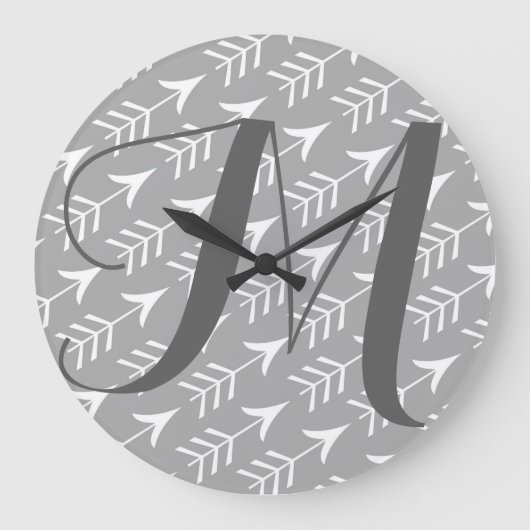 Grey and White Arrows with Monogram Grote Klok (Voorkant)