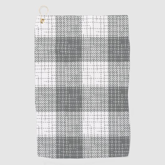 Grey and White Checkered Crosshatch Plaid Golfhanddoek (Voorkant)