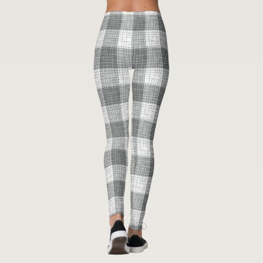 Grey and White Checkered Crosshatch Plaid  Leggings (Achterkant)
