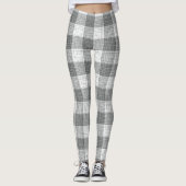Grey and White Checkered Crosshatch Plaid  Leggings (Voorkant)