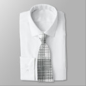 Grey and White Checkered Crosshatch Plaid  Stropdas (Gebonden)