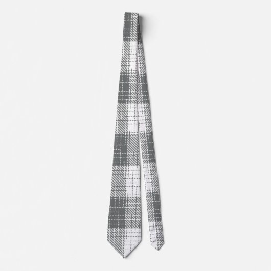 Grey and White Checkered Crosshatch Plaid  Stropdas (Voorkant)