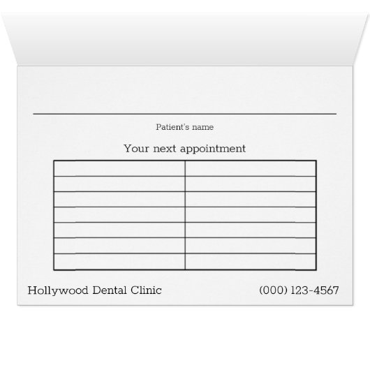 Grey and white dentist appoint book (Binenzijde Horizontaal (Onderkant))