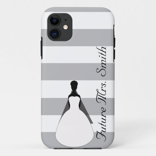 Grey and White Future Mrs Bride om te worden Case-Mate iPhone Case (Achterkant)