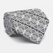 Grey and white lace pattern neck tie stropdas (Opgerold)