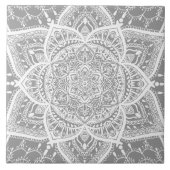 Grey and White Mandala - Loergann in Stone Tegeltje (Voorkant)