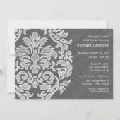 Grey and White Modern Damask Vrijgezellenfeest Par Kaart (Voorkant)