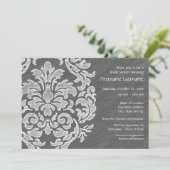 Grey and White Modern Damask Vrijgezellenfeest Par Kaart (Staand voorkant)