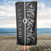 Grey and White Mr. en Mrs Rope Custom Bath Towel Badhanddoek