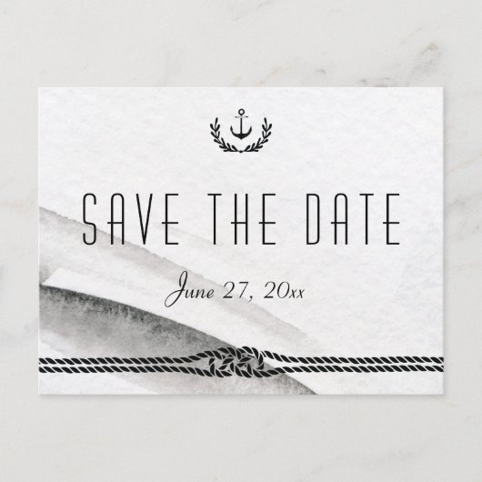 Grey and White Nautical Save the Date Briefkaarten (Voorkant)