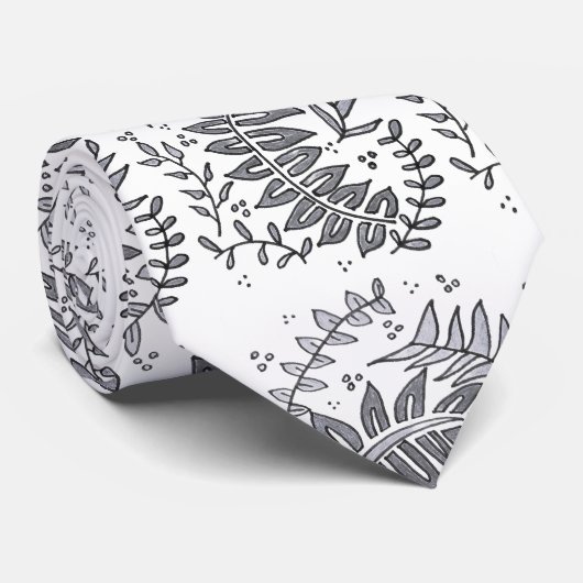 Grey and White Patterned Necktie Stropdas (Opgerold)