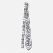 Grey and White Patterned Necktie Stropdas (Achterkant)
