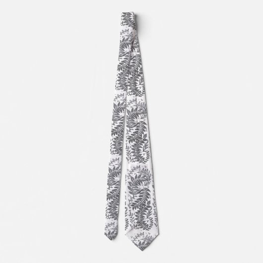 Grey and White Patterned Necktie Stropdas (Achterkant)