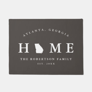 Grey and White State Georgia Map Mat, Doormat Deurmat