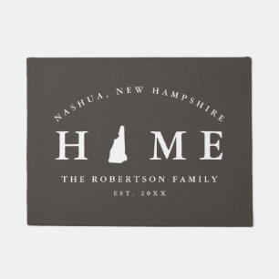 Grey and White State of New Hampshire Map Mat