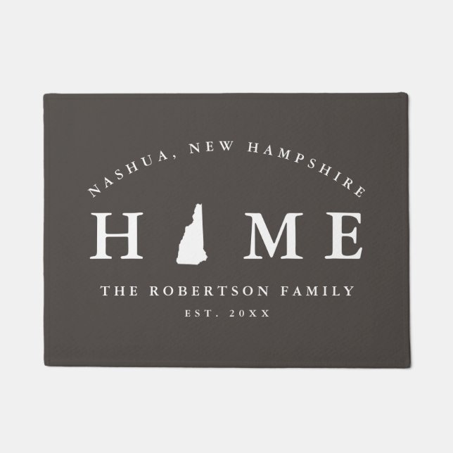 Grey and White State of New Hampshire Map Mat (Voorkant)