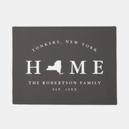 Grey and White State of New York Map Mat, Doormat Deurmat