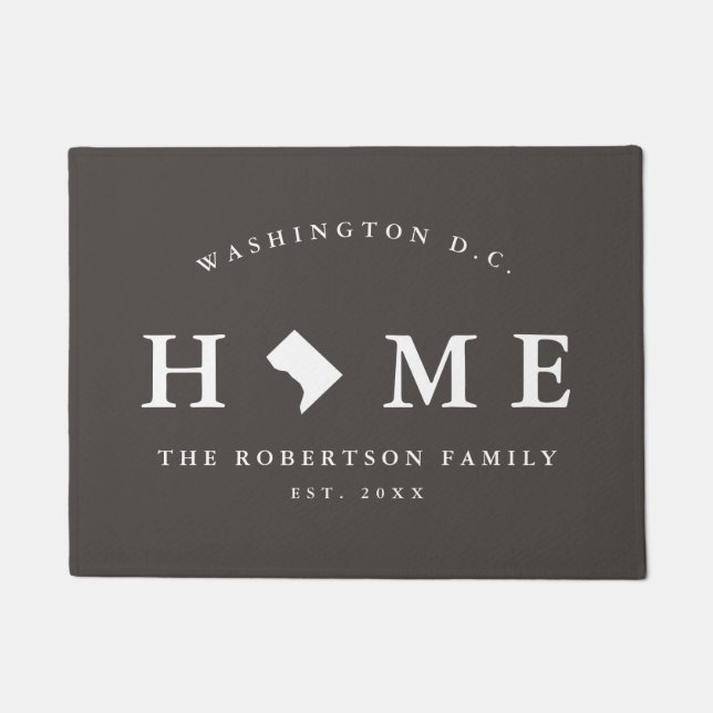 Grey and White Washington D.C. Map Mat, Doormat Deurmat (Voorkant)
