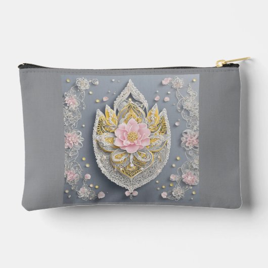 Grey and yellow floral patterns etui (Achterkant)