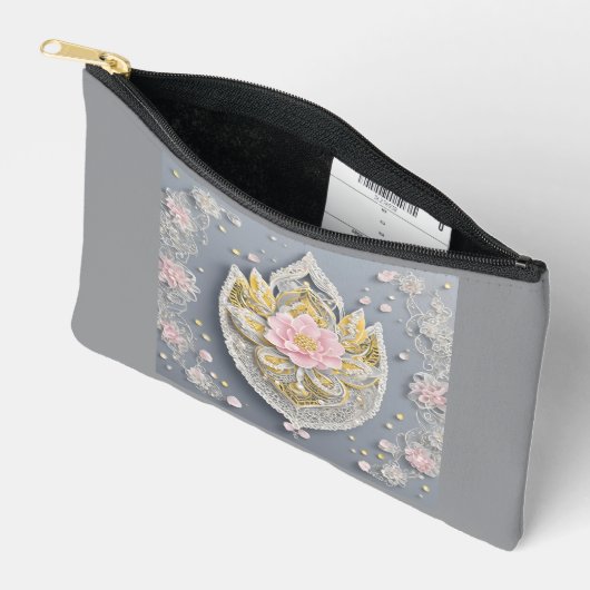 Grey and yellow floral patterns etui (Open)