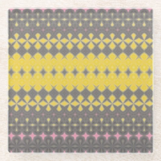 Grey and Yellow Stylish Coaster Glazen Onderzetter (Voorkant)