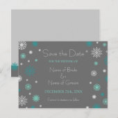 Grey Aqua Save the Date Winter Wedding Briefkaarte Aankondigingskaart (Voorkant / Achterkant)