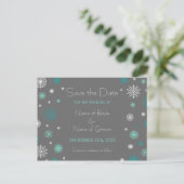 Grey Aqua Save the Date Winter Wedding Briefkaarte Aankondigingskaart (Staand voorkant)