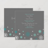 Grey Aqua Snow Winter Uitnodiging Kaarten (Voorkant / Achterkant)