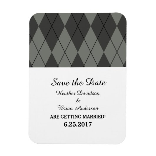 Grey Argyle bespaart de Datum Flexi Magnet Magneet (Verticaal)