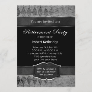 Grey Argyle Classic Uitnodigingen voor een Retirem