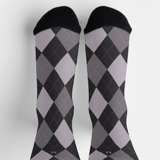 Grey Argyle Monogram Initiaal Sokken (Top)