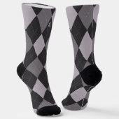 Grey Argyle Monogram Initiaal Sokken (Gebogen)