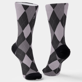 Grey Argyle Monogram Initiaal Sokken