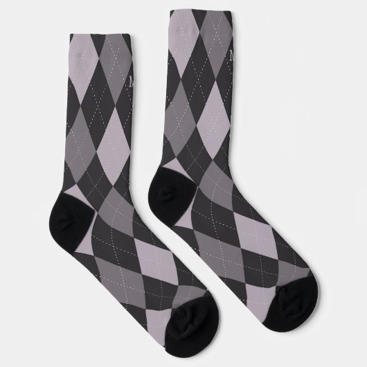 Grey Argyle Monogram Initiaal Sokken (Rechts)
