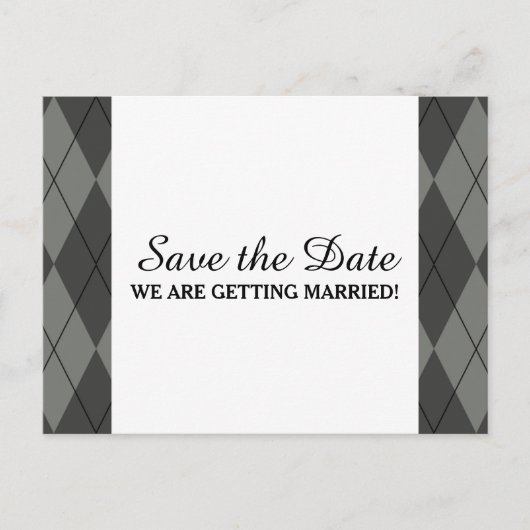 Grey Argyle Save the Date Briefkaart (Voorkant)