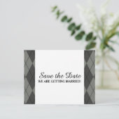Grey Argyle Save the Date Briefkaart (Staand voorkant)