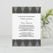 Grey Argyle Wedding Invite Kaart (Staand voorkant)
