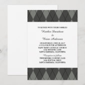 Grey Argyle Wedding Invite Kaart (Voorkant / Achterkant)