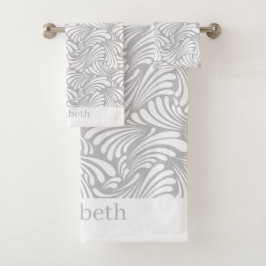 Grey Art Nouveau Bad Handdoek