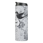 Grey Art Nouveau Bloemen Meisje Grunge Kolibrie Thermosbeker (Geroteerd rechts)