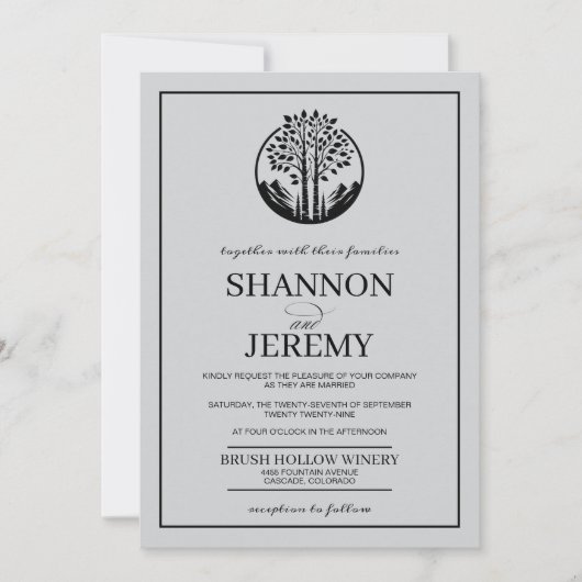 Grey Aspen Tree Wedding Kaart (Voorkant)