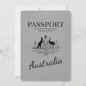 Grey Australia Passport Wedding Invitation Kaart (Achterkant)
